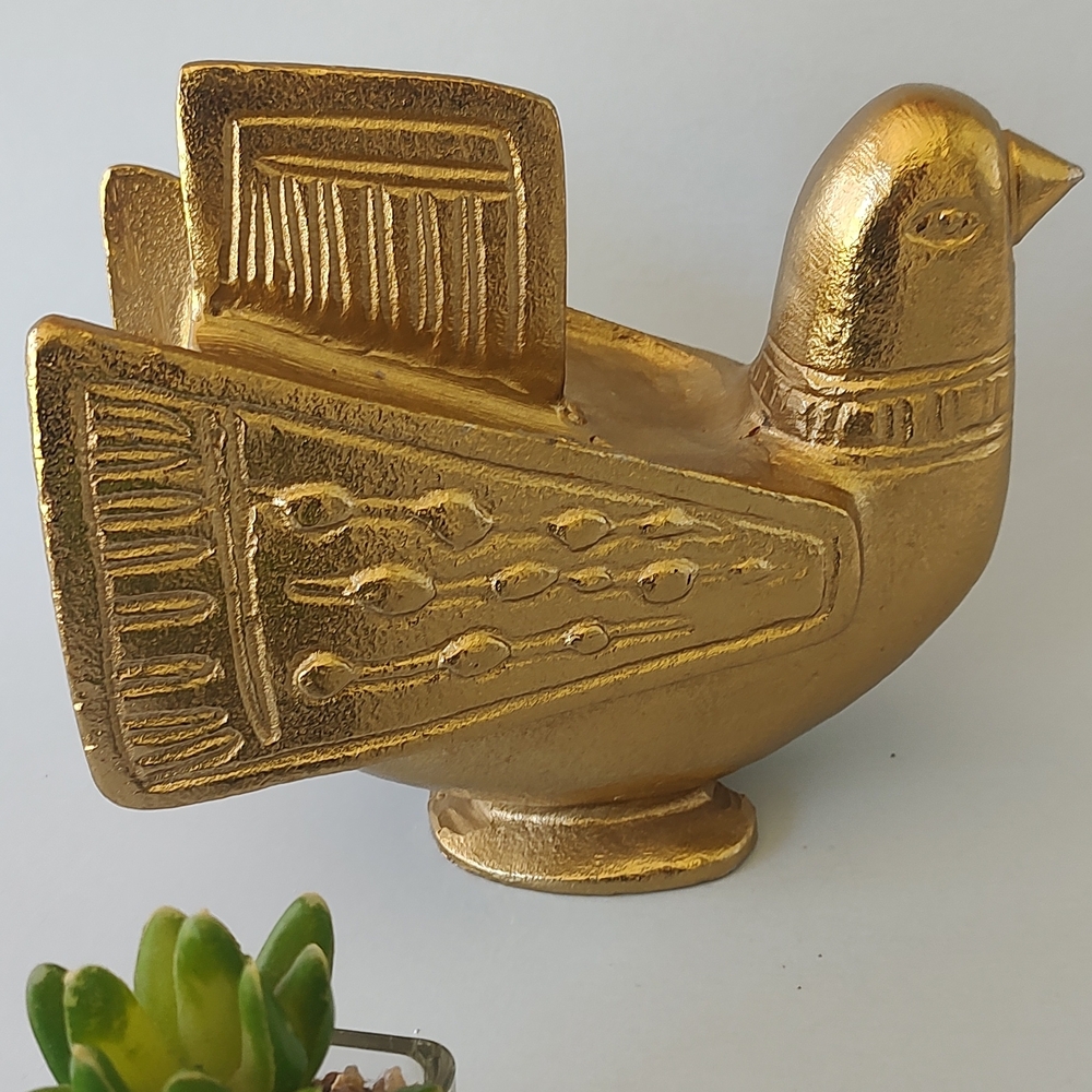 Weinberg Eames Era Die Cast Metal Bird Sculpture Vintage Gold Tone Finish New - Picture 5 of 9
